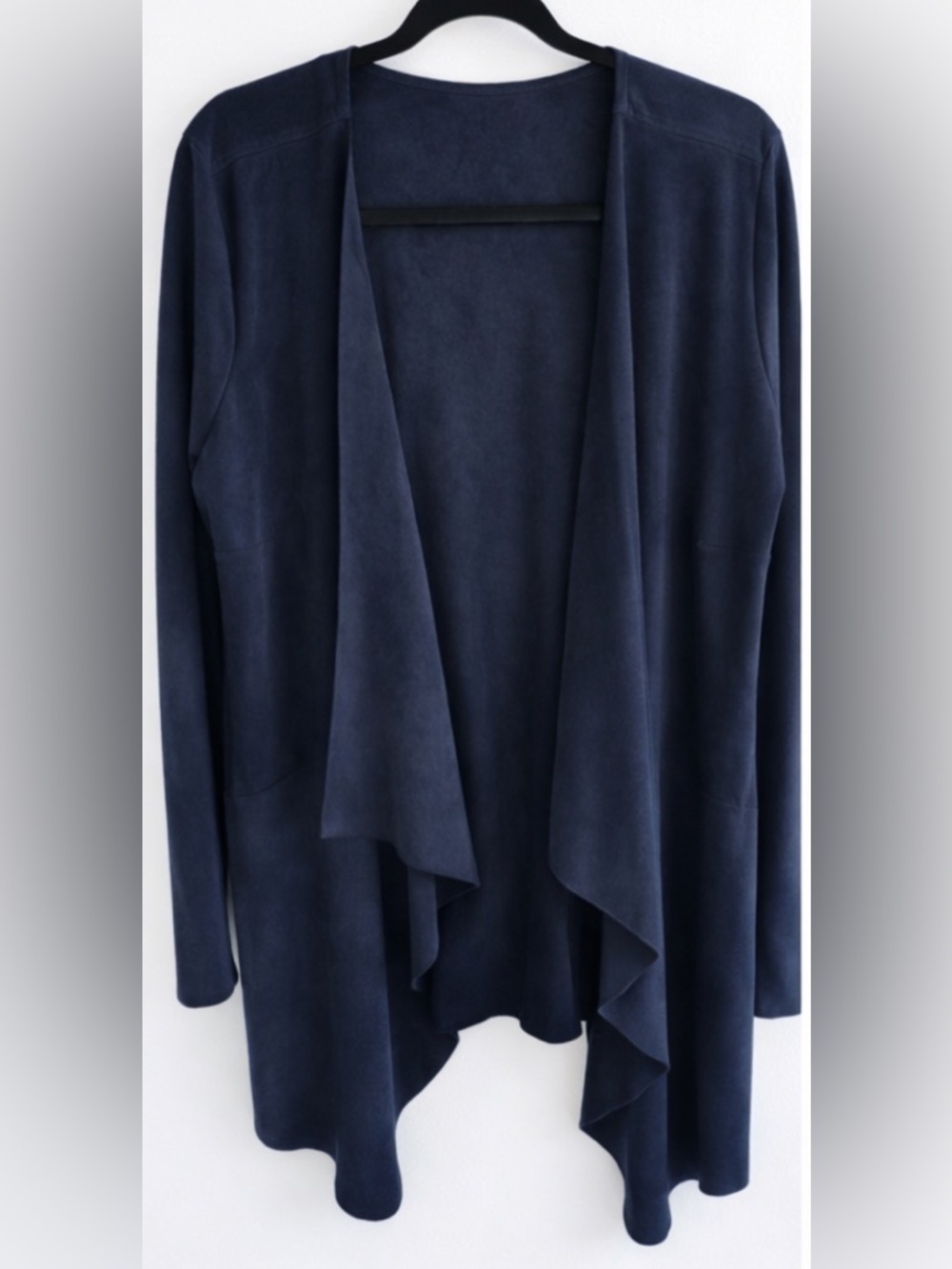 Soft Surroundings Blue Draped Open Front Cardigan